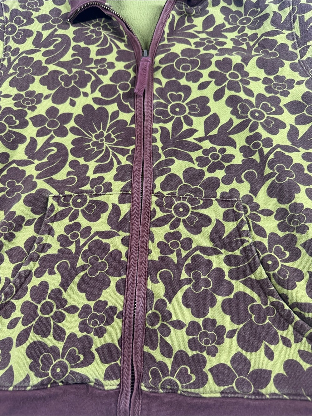 Boden Olive & Brown Floral Full Zip Sweatshirt Jacket. M - Picture 2 of 13
